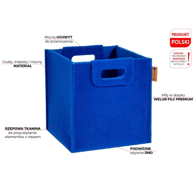 Pojemnik filcowy kosz organizer pudełko do szafy niebieski