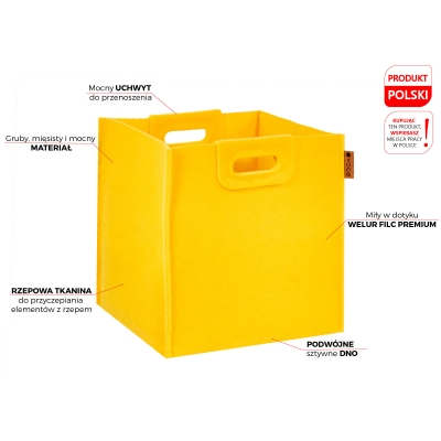 Pojemnik filcowy kosz organizer pudełko na zabawki jasno żółty